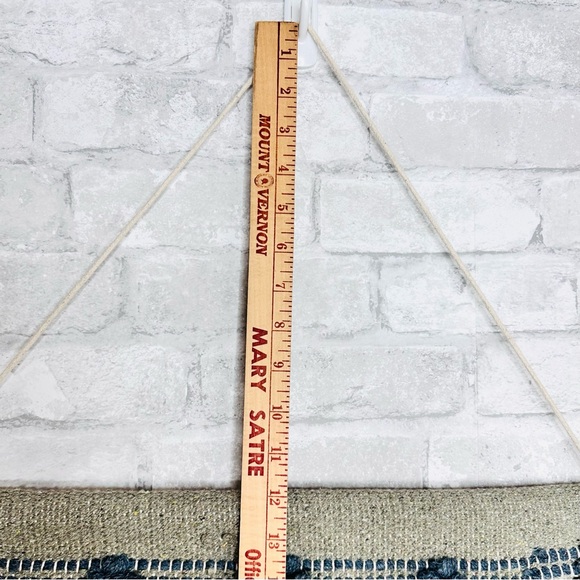 Boho Woven Wool Wall Hanging Tapestry Size 17" x 34" Cream Tan Blue Neutral - Picture 7 of 10